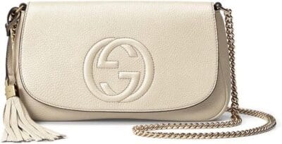 Gucci Soho Off-White Leather Crossbody Bag Ivory Italy GG New