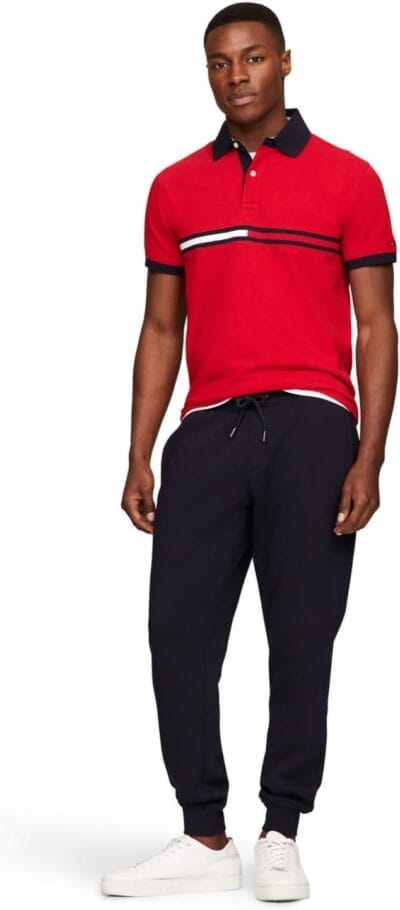 Tommy Hilfiger Men's Custom Fit Pique Polo Shirt - Flag Graphic Short Sleeve - Image 3