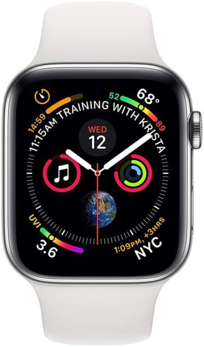 Renewed Apple Watch Series 4 (GPS + Cellular) 44mm Stainless Steel - White Sport Band - Image 2