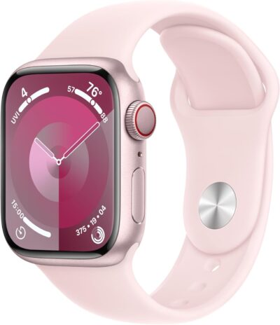 Renewed Apple Watch Series 9 (GPS + Cellular) 41mm Pink Aluminum - Pink Sport Band (S/M) - Excellent Condition