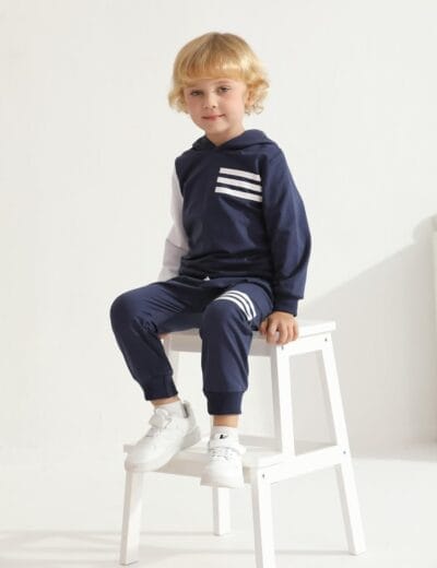 Toddler Boy Hoodie Sweatsuit Set - Long Sleeve Fall Winter Outfit - 2 Piece Clothes - Image 3