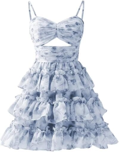 RSOETOO Fairy Homecoming Dress Short Teen Flower Embroidery Puffy Prom Dress RO157