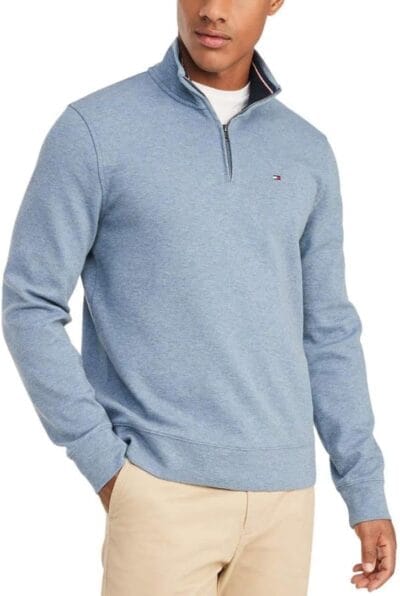 Tommy Hilfiger Men's Fleece Quarter-Zip Pullover Sweatshirt - Long Sleeve Casual Top