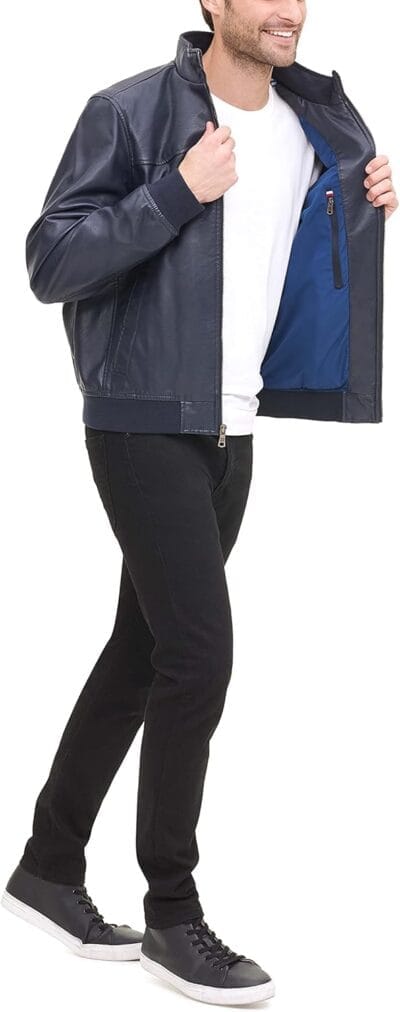 Tommy Hilfiger Men's Faux Leather Bomber Jacket - Classic Style & Affordable - Image 3