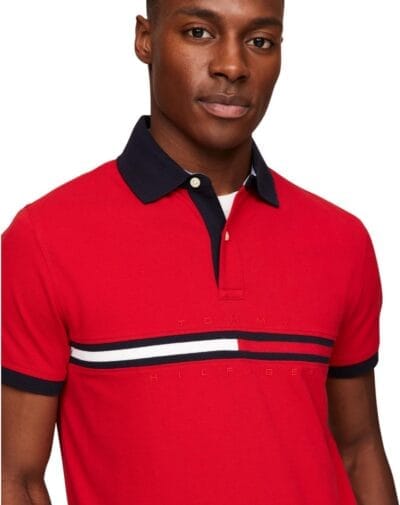 Tommy Hilfiger Men's Custom Fit Pique Polo Shirt - Flag Graphic Short Sleeve - Image 2