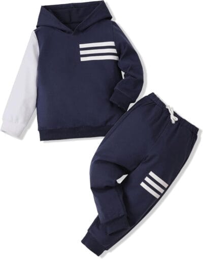 Toddler Boy Hoodie Sweatsuit Set - Long Sleeve Fall Winter Outfit - 2 Piece Clothes
