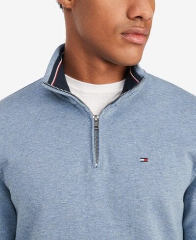 Tommy Hilfiger Men's Fleece Quarter-Zip Pullover Sweatshirt - Long Sleeve Casual Top - Image 3