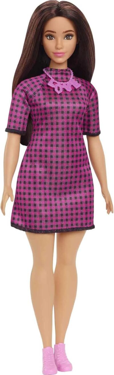 Barbie Fashionistas Doll #188 Curvy Black Hair Checkered Dress - New in Box