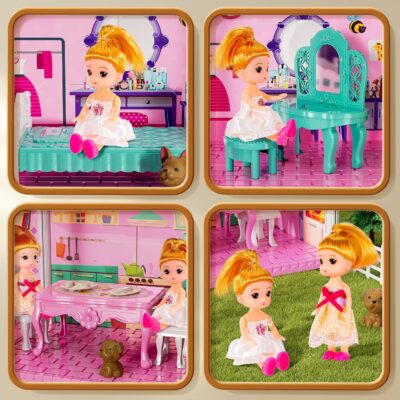 Villa Dollhouse for Girls Ages 2-7 - DIY Pretend Play Toy House with Furniture & Accessories - Indoor/Outdoor Fun - Image 4