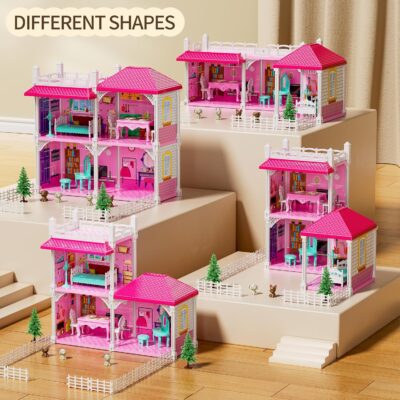 Villa Dollhouse for Girls Ages 2-7 - DIY Pretend Play Toy House with Furniture & Accessories - Indoor/Outdoor Fun - Image 3