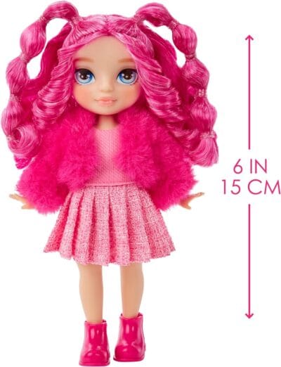 Rainbow High Littles Magenta Monroe 5.5" Doll with Kitty & Purse - Posable Toy for Kids 4-12 - Image 3