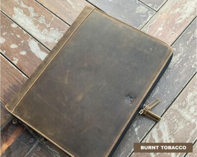 Leather Portfolio Organizer Zipper - Laptop/A4 Document Folder - Business Travel Folio Case - Image 4
