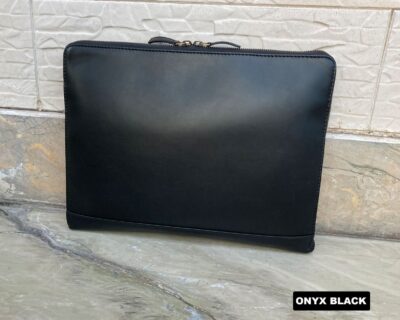 Leather Portfolio Organizer Zipper - Laptop/A4 Document Folder - Business Travel Folio Case - Image 3