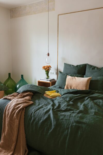 Forest Green Linen Bedding Set - 100% Flax Linen Duvet Cover & 2 Pillowcases - Queen King Twin Double Single - Image 2
