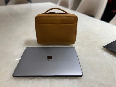 Handmade Leather Tech Organizer - Cognac Gadget Case | Cord & Accessory Travel Pouch - Image 5