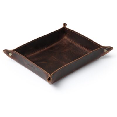 Personalized Leather Catch All Tray - Custom Engraved Valet Tray for Desk & Nightstand - Top Grain Leather Organizer - Image 3