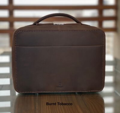 Handmade Leather Tech Organizer - Burnt Tobacco Gadget Case | Cord & Accessory Travel Pouch