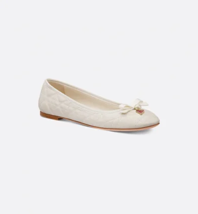 Dioramour Ballet Flats - White Quilted Cannage Calfskin | Dior Boutique