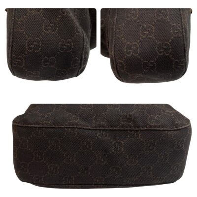 Vintage GUCCI Monogram Denim Messenger Bag Brown Authentic Designer Crossbody - Image 5